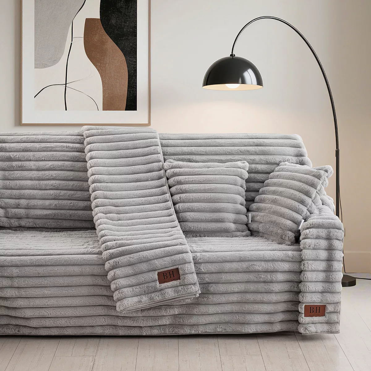 Φωτογραφία προϊόντος: Beauty Home Γούνινο ριχτάρι Μονοθέσιο Stripe Art 8727 180x160 Γκρι