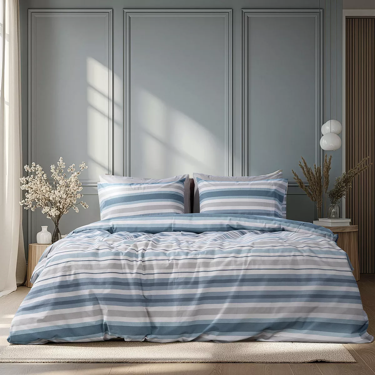 Φωτογραφία προϊόντος: Beauty Home Σετ Πάπλωμα υπέρδιπλο Moments Αrt 12561 220x240 Σιέλ,Γκρι