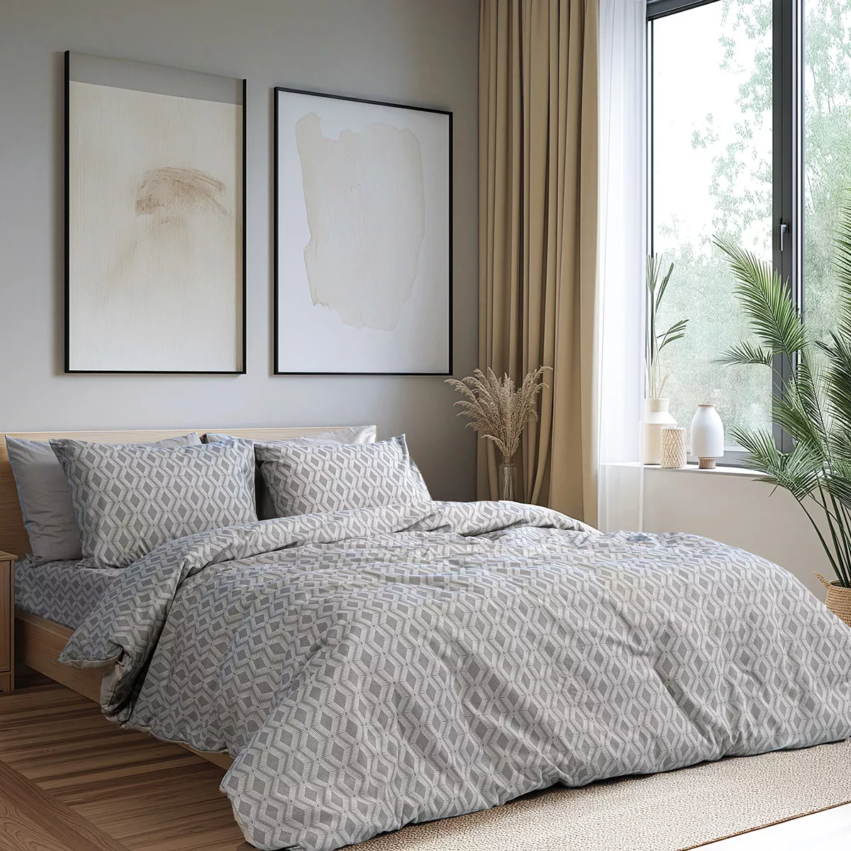 Φωτογραφία προϊόντος: Beauty Home Σετ σεντόνια διπλά Moments Art 12563 200x260 Γκρι