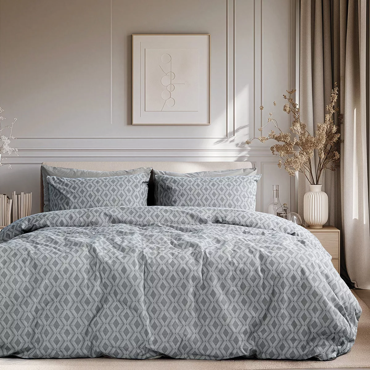 Φωτογραφία προϊόντος: Beauty Home Σετ σεντόνια King size Moments Art 12564 270x260 Ανθρακί