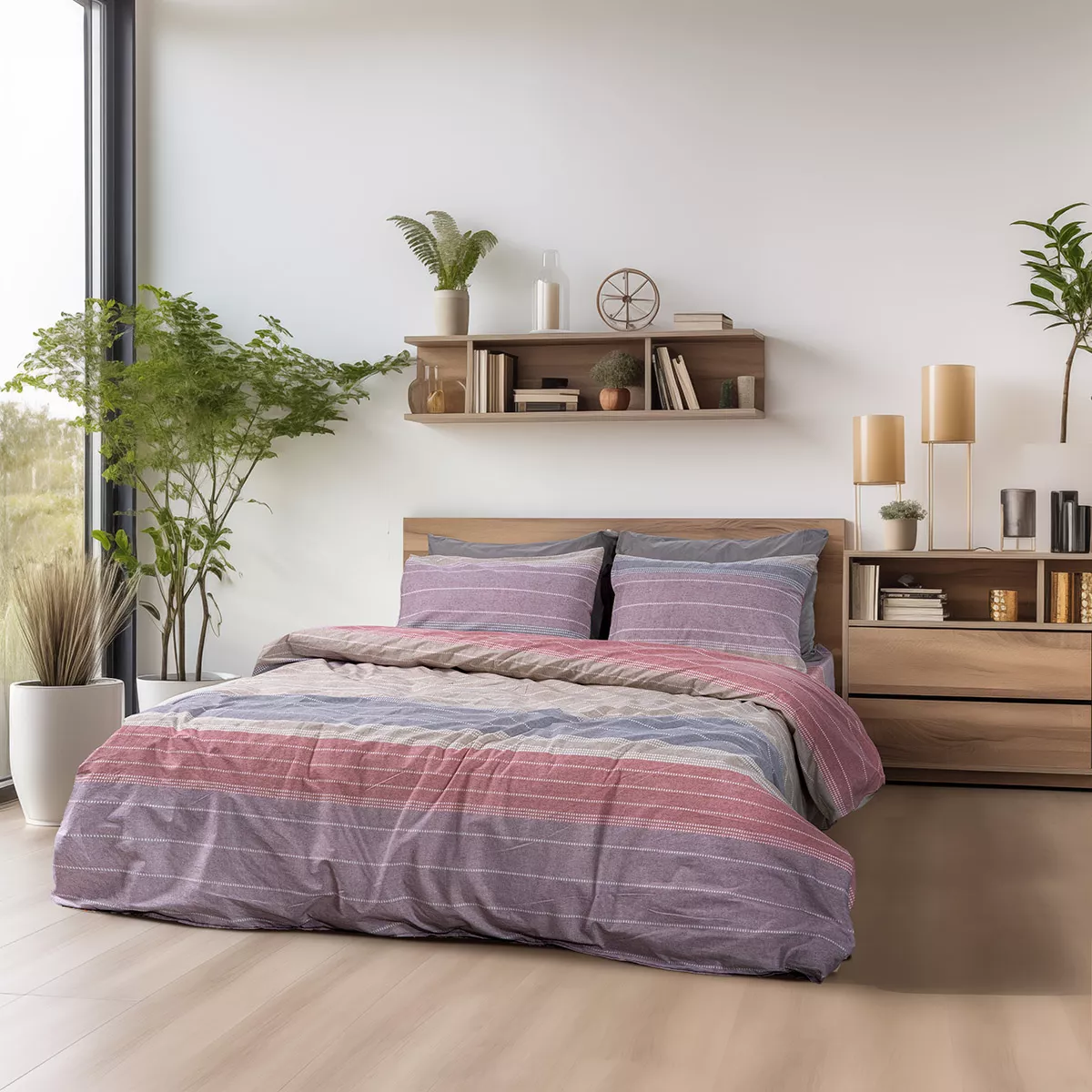 Φωτογραφία προϊόντος: Beauty Home Σετ σεντόνια υπέρδιπλα Glory Art 12371 240x265 Ροζ,Γκρι