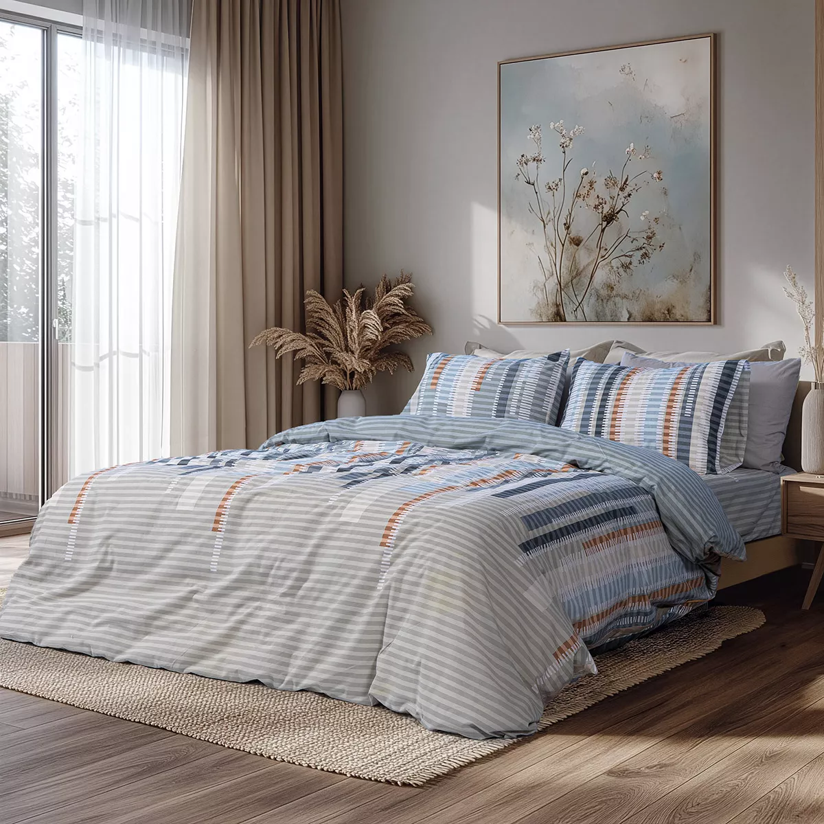 Φωτογραφία προϊόντος: Beauty Home Σετ παπλωματοθήκη μονή Moments Art 12571 170x250 Λαδί,Σιέλ