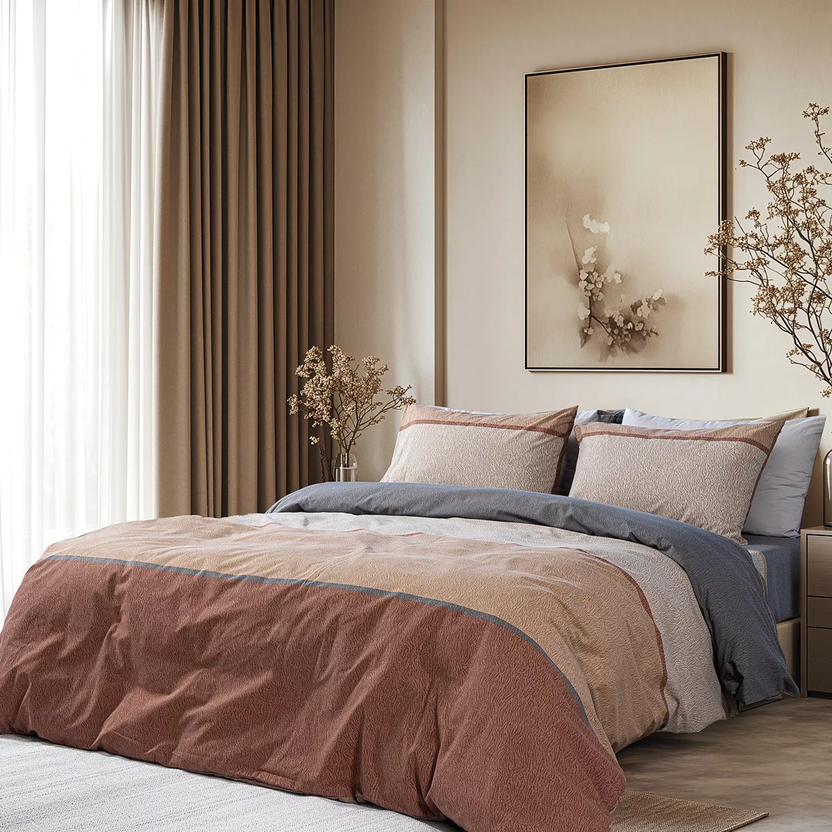 Φωτογραφία προϊόντος: Beauty Home Σετ παπλωματοθήκη μονή Moments Art 12565 170x250 Καφέ,Ανθρακί