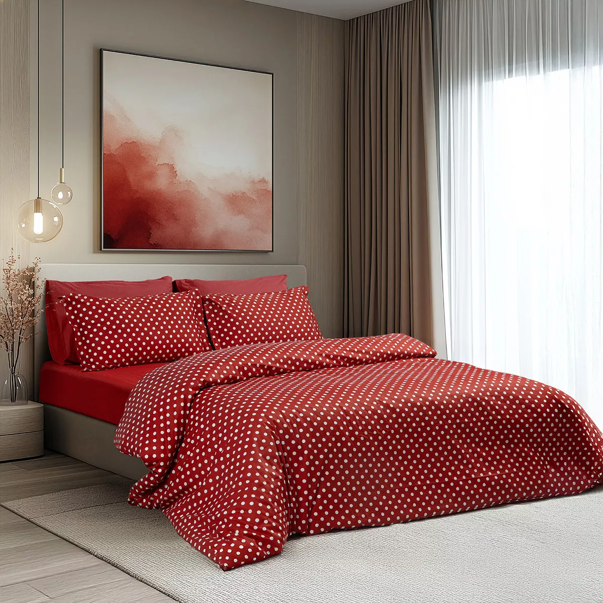 Φωτογραφία προϊόντος: Beauty Home Σετ σεντόνια διπλά Art 10101 Fancy 200x260 Κόκκινο