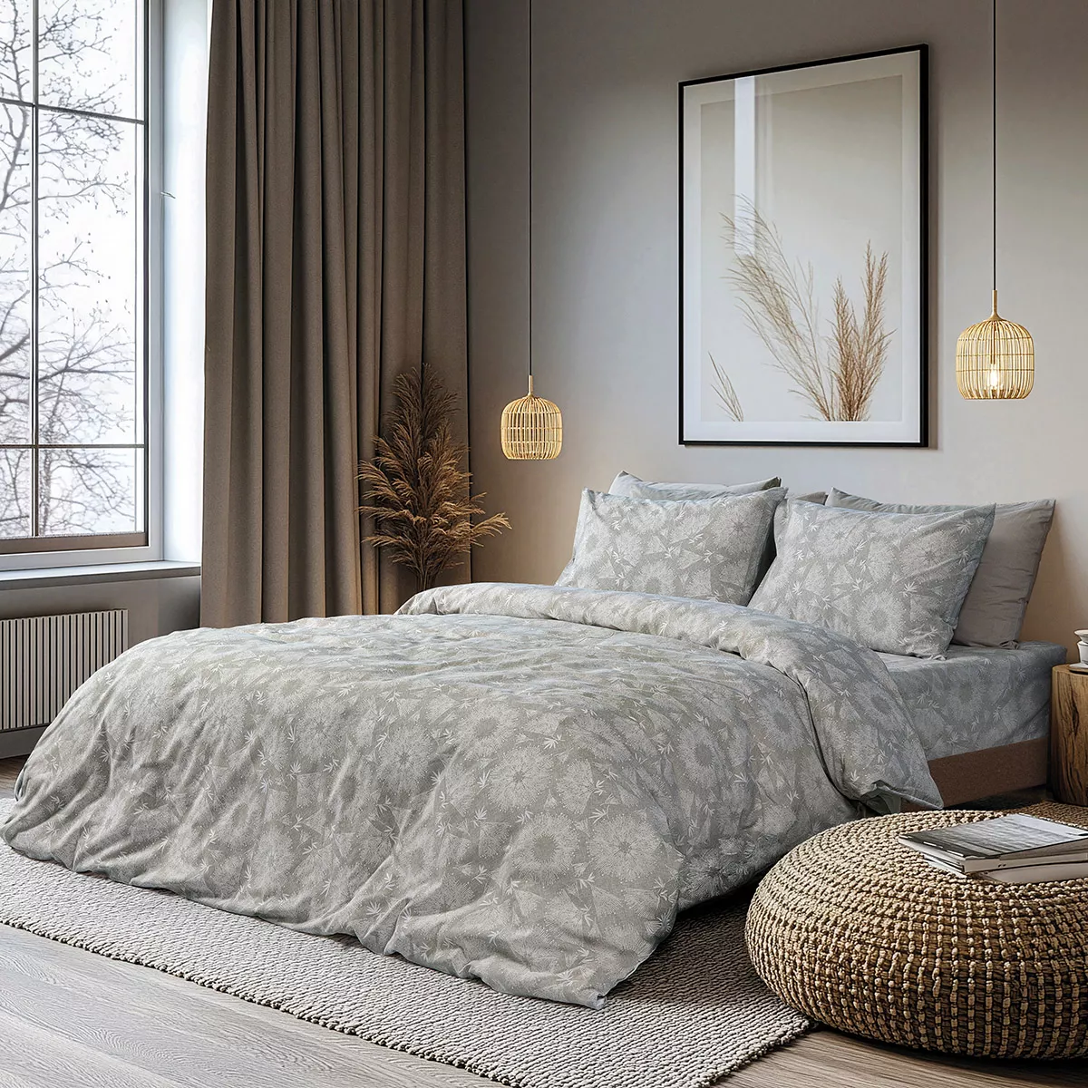 Φωτογραφία προϊόντος: Beauty Home Σετ σεντόνια υπέρδιπλα Moments Art 12567 230x260 Λαδί,Γκρι