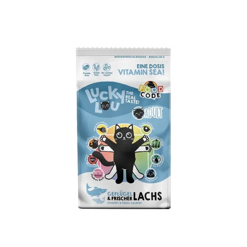 Φωτογραφία προϊόντος: Lucky Lou Food Code Adult Πουλερικά & Φρέσκος Σολομός 750 gr
