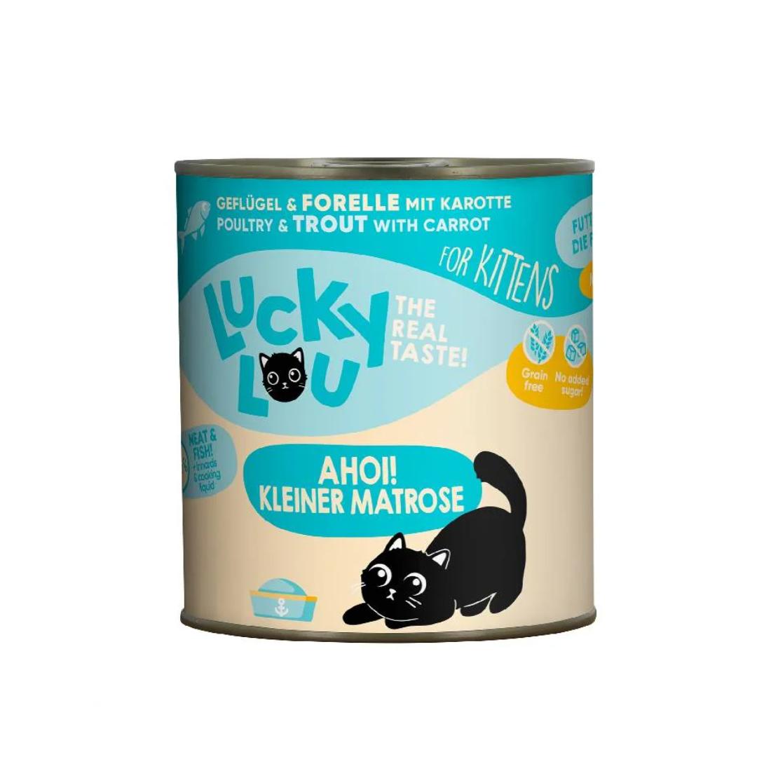 Φωτογραφία προϊόντος: Lucky Lou LifeStage Kitten Πουλερικά & Πέστροφα (με Καρότο) 800gr