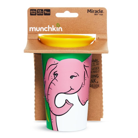 Φωτογραφία προϊόντος: Munchkin Παιδικό Ποτηράκι ”Miracle 360° Wildlove Sippy” από Πλαστικό Elephant Κίτρινο 266ml