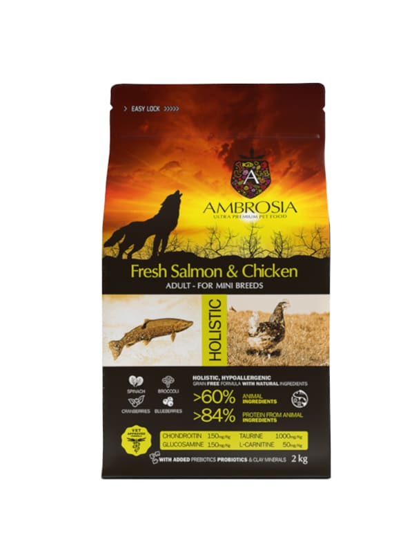Φωτογραφία προϊόντος: AMBROSIA GF ADULT MINI 2Kg CHICKEN & SALMON