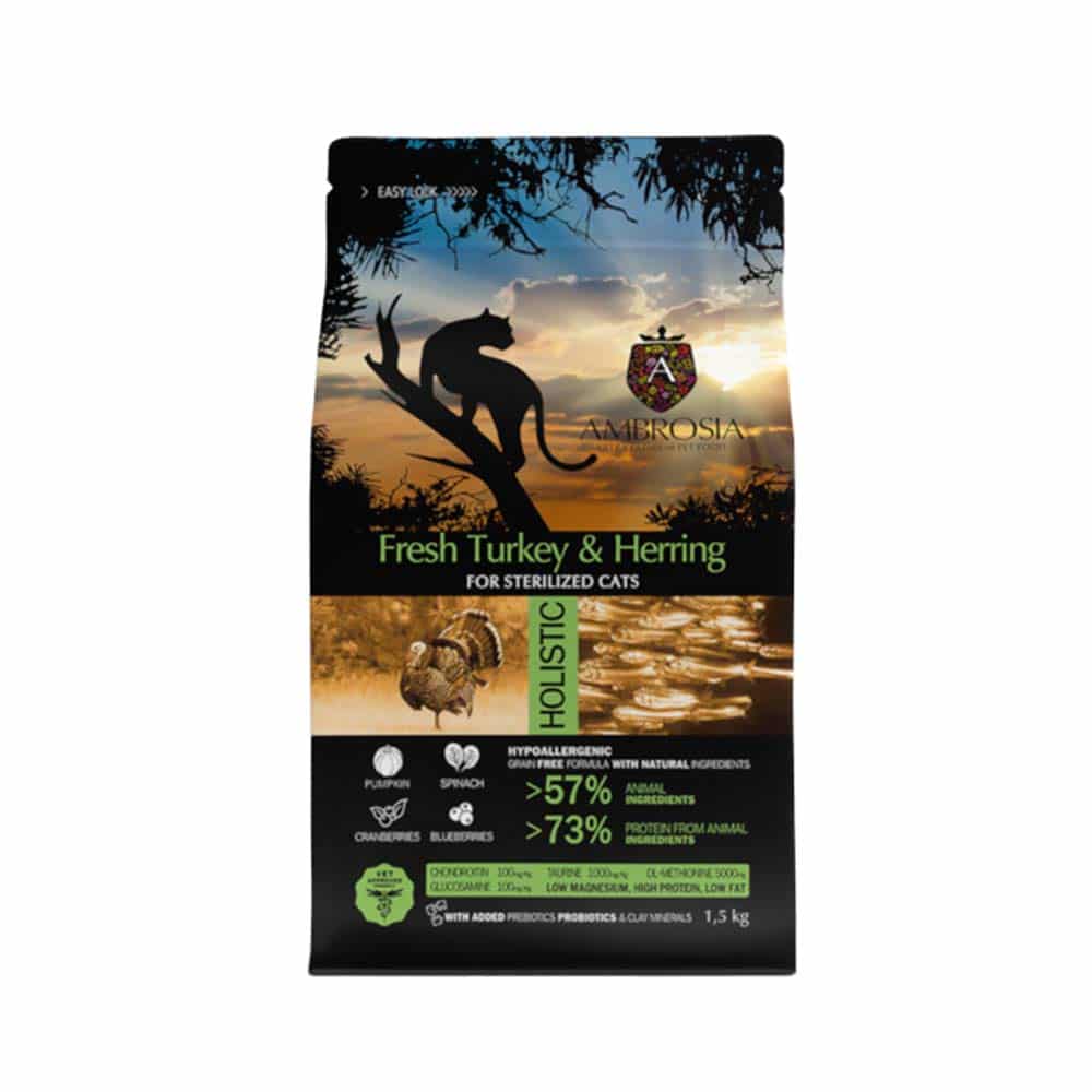 Φωτογραφία προϊόντος: AMBROSIA GF CAT ADULT 5KG FRESH TURKEY & HERRING STERILIZED