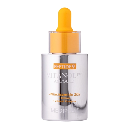 Φωτογραφία προϊόντος: ΟΕΜ MEDI-PEEL Peptide 9 Vitanol Pro Ampoule – Λευκαντικός αντιγηραντικός ορός με Νιασιναμίδη και Ρετινάλη 30ml