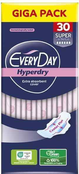 Φωτογραφία προϊόντος: EVERYDAY Every Day Ultra Plus Hyperdry Super Σερβιέτες με Φτερά Giga Pack 30τμχ