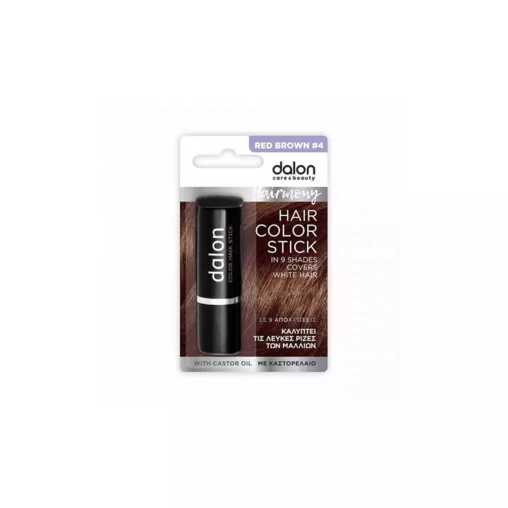 Φωτογραφία προϊόντος: Dalon Color Hair Stick Καστανό Κόκκινο Κραγιόν Μαλλιών για Κάλυψη Λευκών Ριζών 4.5gr