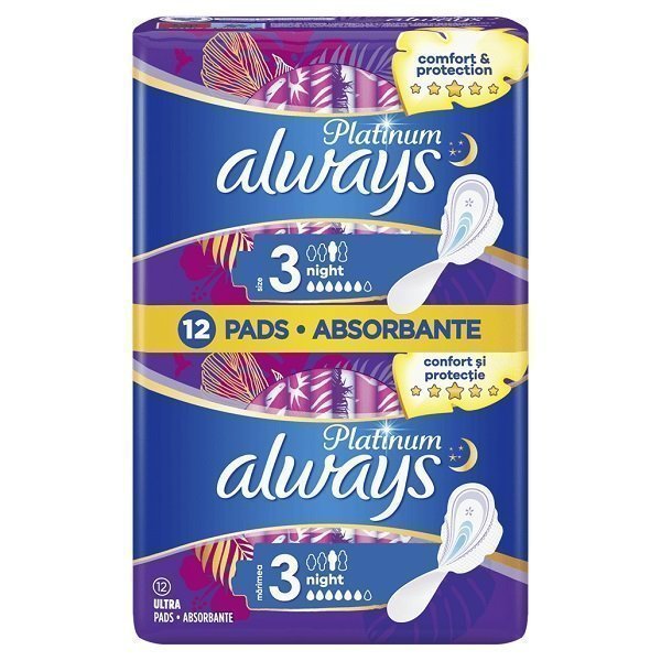 Φωτογραφία προϊόντος: Always Σερβιέτες Ultra Platinum Night Size 3 - 12τμχ