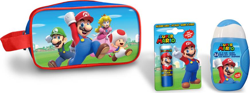 Φωτογραφία προϊόντος: Super Mario Toilet Bag Set Παιδικό Σετ Νεσεσέρ με 2 in 1 Αφρόλουτρο & Σαμπουάν 110ml και Lip Balm