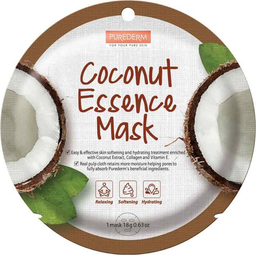 Φωτογραφία προϊόντος: Purederm Coconut Essence Mask Sheet Μάσκα Προσώπου Με Καρύδα Για Ενυδάτωση 18g