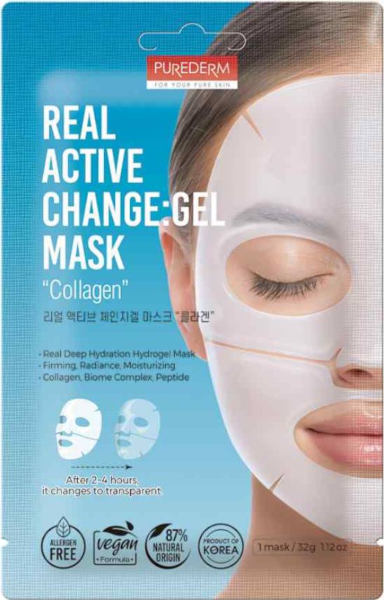 Φωτογραφία προϊόντος: Purederm Real Active Change Gel Mask Collagen Αντιρυτιδική Μάσκα Προσώπου 32g