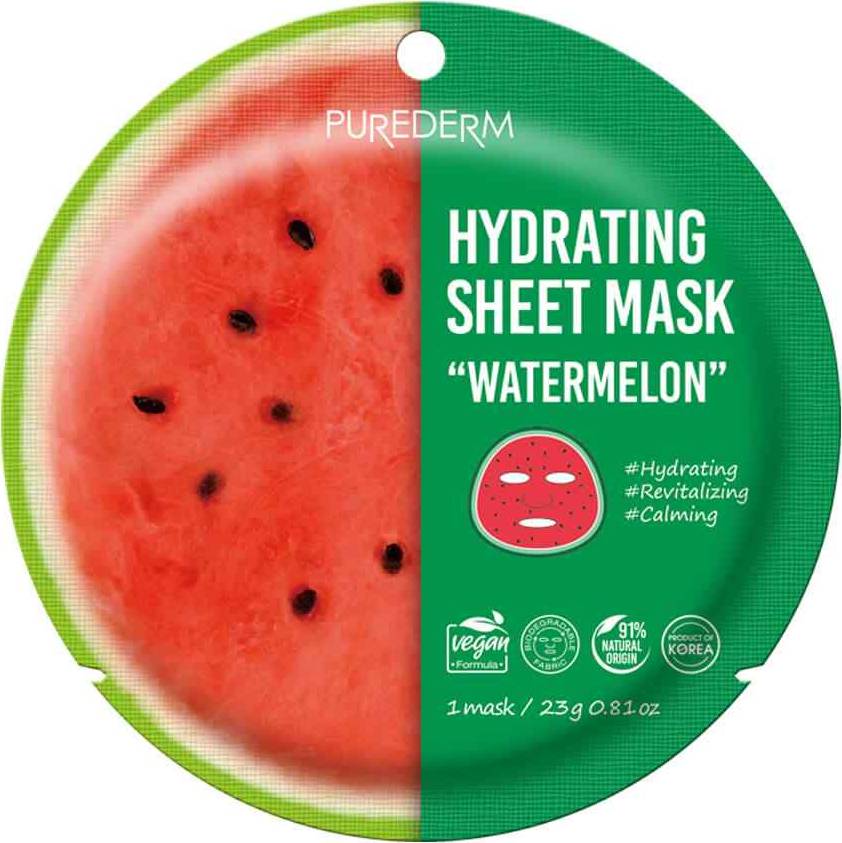 Φωτογραφία προϊόντος: Purederm Hydrating Sheet Mask Watermelon Ενυδατική Μάσκα Προσώπου Με Καρπούζι 23g