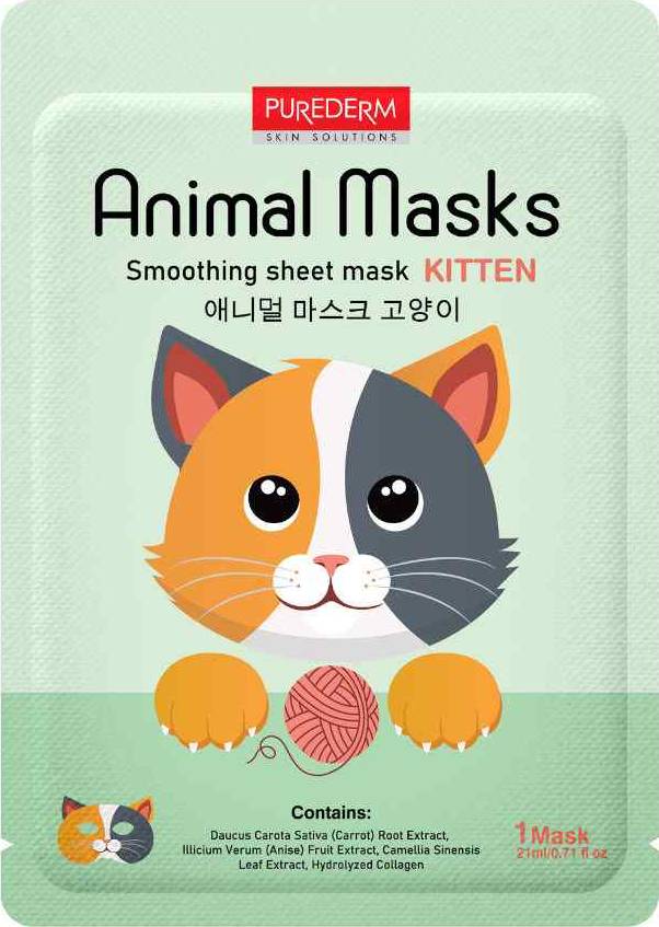 Φωτογραφία προϊόντος: PUREDERM Animal Mask Kitten Smoothing Sheet Mask (Μάσκα Προσώπου Για Λείανση) 21ml