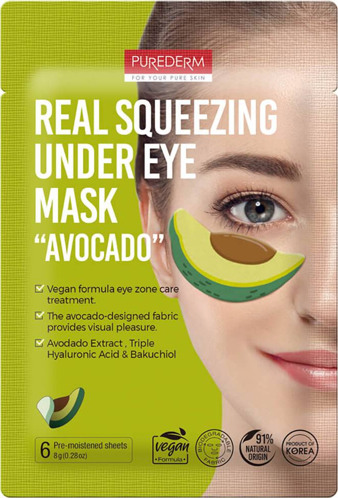 Φωτογραφία προϊόντος: PUREDERM Purederm Real Squeezing Under Eye Mask Avocado Επιθέματα Ματιών με Αβοκάντο 6τμχ