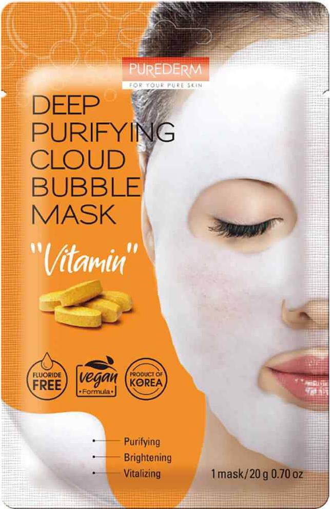 Φωτογραφία προϊόντος: Purederm Deep Purifying Cloud Bubble Mask Vitamin Μάσκα Καθαρισμού με Φυσαλίδες & Βιταμίνες 20g