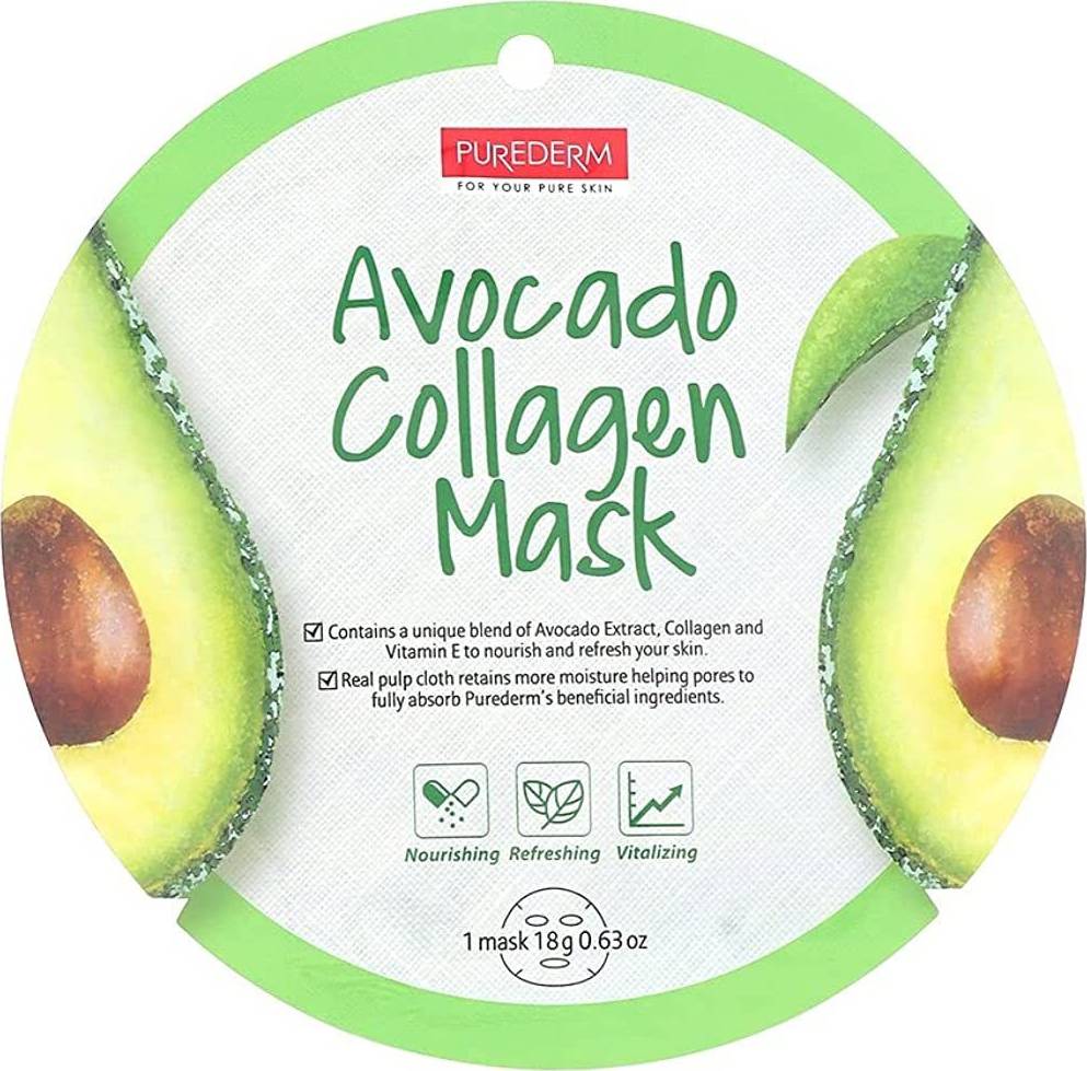 Φωτογραφία προϊόντος: Purederm Avocado Collagen Mask Sheet Μάσκα Προσώπου Με Αβοκάντο & Κολλαγόνο 18g