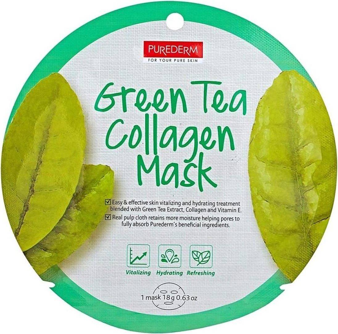 Φωτογραφία προϊόντος: Purederm Purederm Green Tea Collagen Mask Sheet Μάσκα Προσώπου με Πράσινο Τσάι & Κολλαγόνο 18g