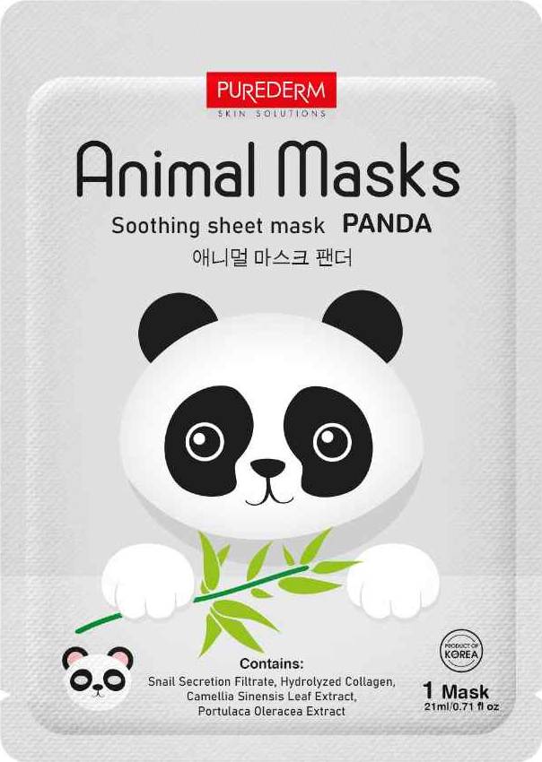 Φωτογραφία προϊόντος: PUREDERM Purederm Animal Mask Panda Καταπραϋντική Μάσκα Προσώπου 21ml