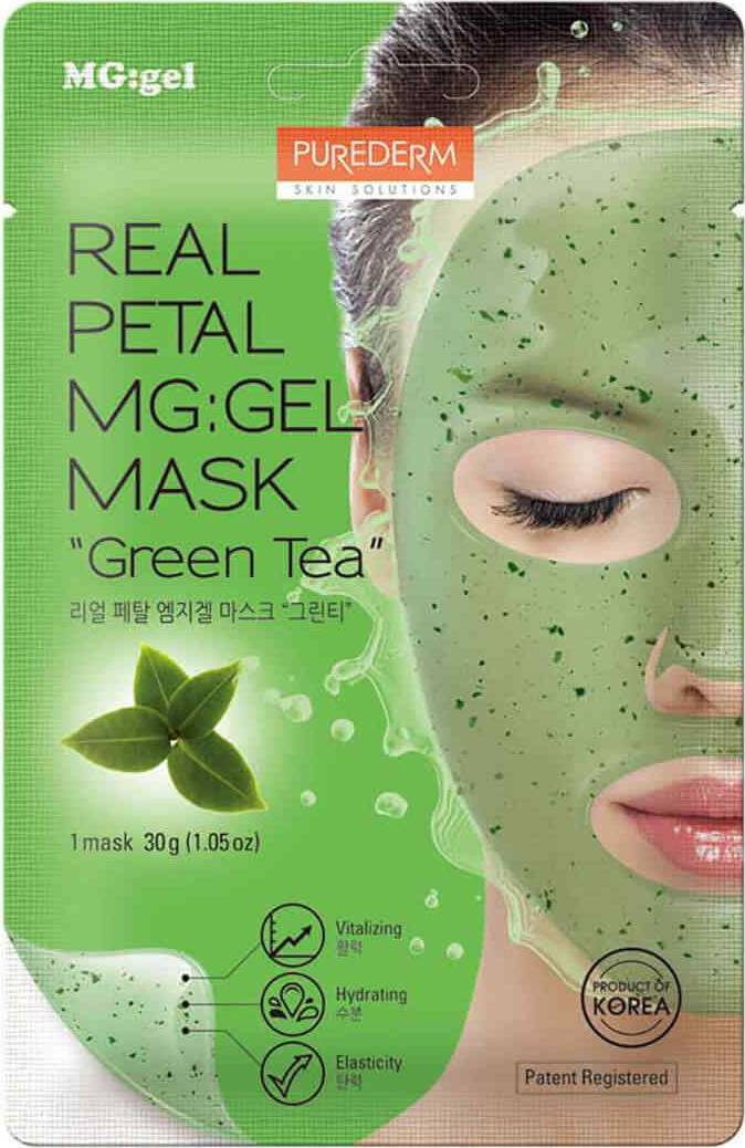 Φωτογραφία προϊόντος: Purederm Real Petal MG:Gel Mask Green Tea Ενυδατική Μάσκα Προσώπου 30ml