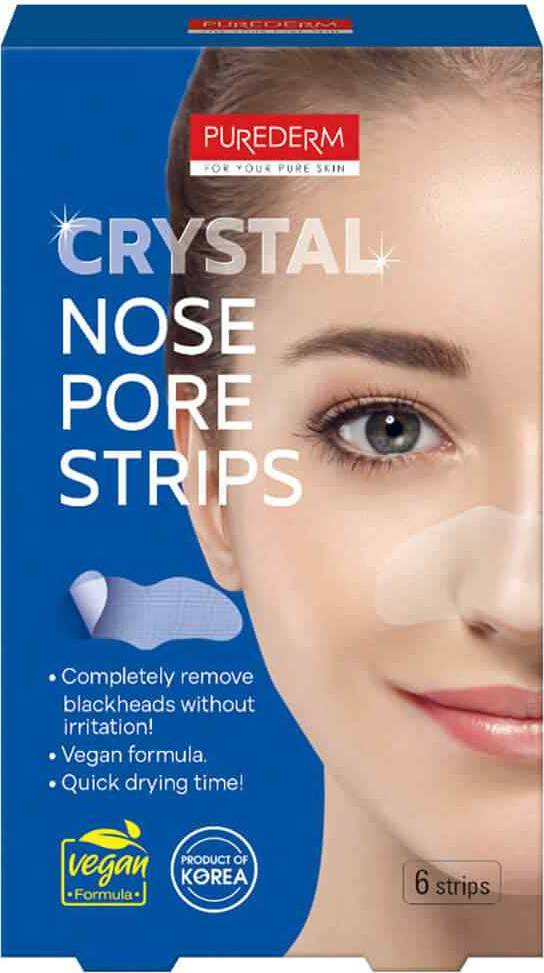 Φωτογραφία προϊόντος: PUREDERM Purederm Crystal Nose Pore Strip Vegan Ταινίες Καθαρισμού Πόρων Μύτης 6τμχ