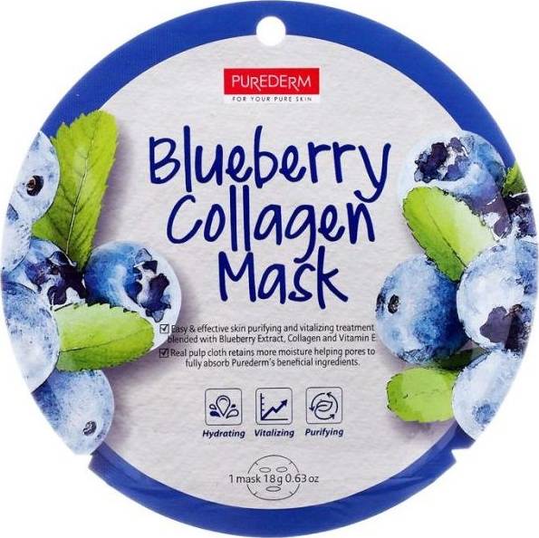 Φωτογραφία προϊόντος: PUREDERM Blueberry Collagen Mask Sheet Μάσκα Προσώπου 18g