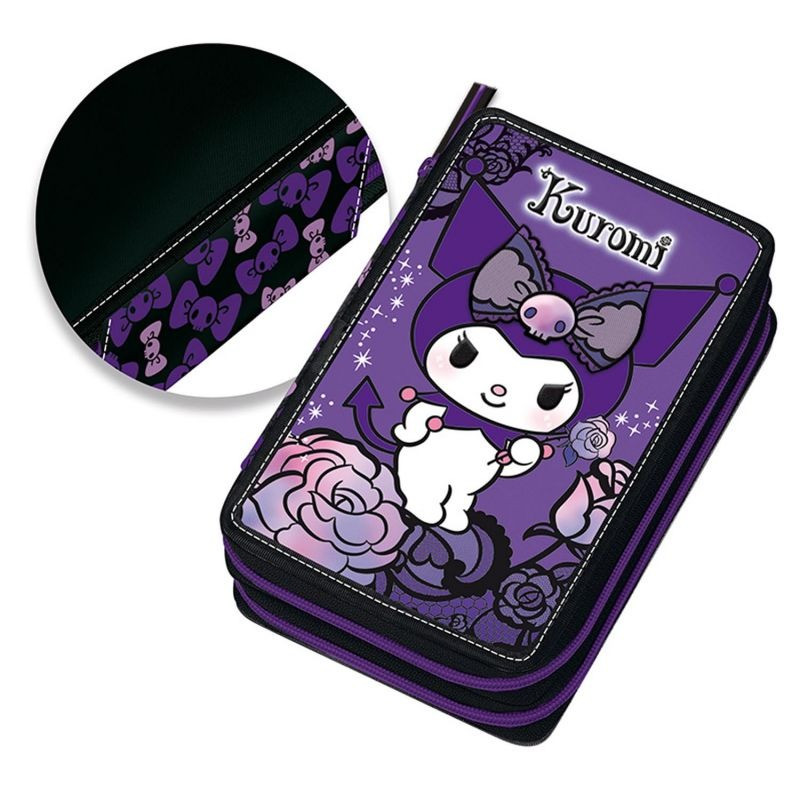 Φωτογραφία προϊόντος: Graffiti Κασετίνα διπλή Kuromi Purple Laces με γραφική ύλη