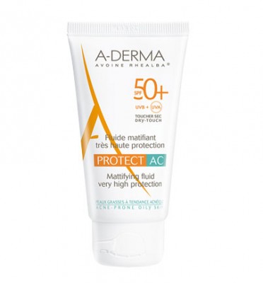 Φωτογραφία προϊόντος: A-Derma Mattifying Fluid Protect AC SPF50+ Ματ Λεπτόρρευστη Αντηλιακή Προσώπου 40ml
