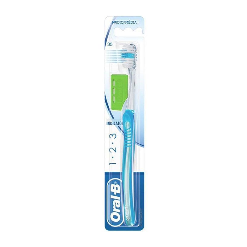 Φωτογραφία προϊόντος: Oral b Oral-B 123 Indicator Οδοντόβουρτσα Μέτρια 35mm Γαλάζιο/Διάφανο, 1τεμ