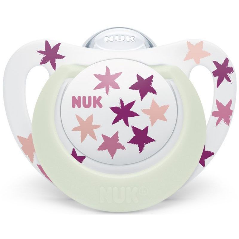 Φωτογραφία προϊόντος: Nuk Star Νight Ορθοδοντική Πιπίλα Σιλικόνης με Θήκη 18-36m για κορίτσι 1τμχ