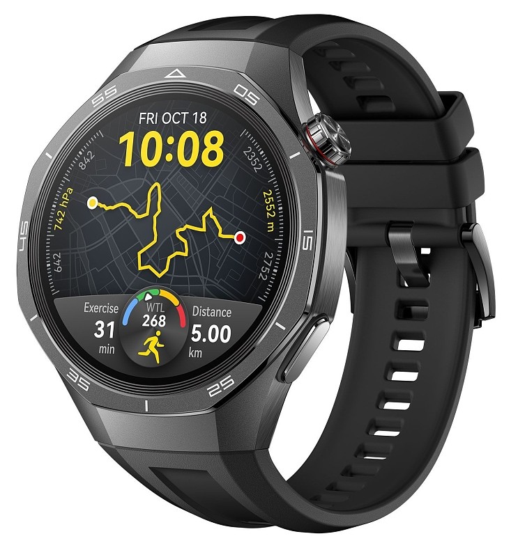 Φωτογραφία προϊόντος: Huawei Watch GT 5 Pro 46mm Tarnish Titanium Case, Black Strap (55020DKD)