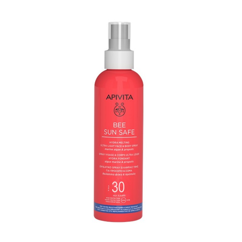 Φωτογραφία προϊόντος: Apivita Bee Sun Safe Ultra-Light Face & Body Spray SPF 30 Ενυδατικό Σπρέι για Πρόσωπο & Σώμα 200ml