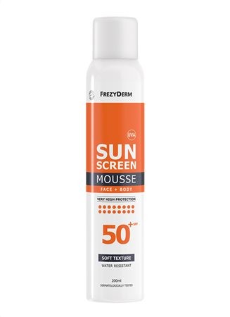 Φωτογραφία προϊόντος: Frezyderm Sun Screen Mousse SPF50+ Αντηλιακός Αφρός Προσώπου & Σώματος 200ml