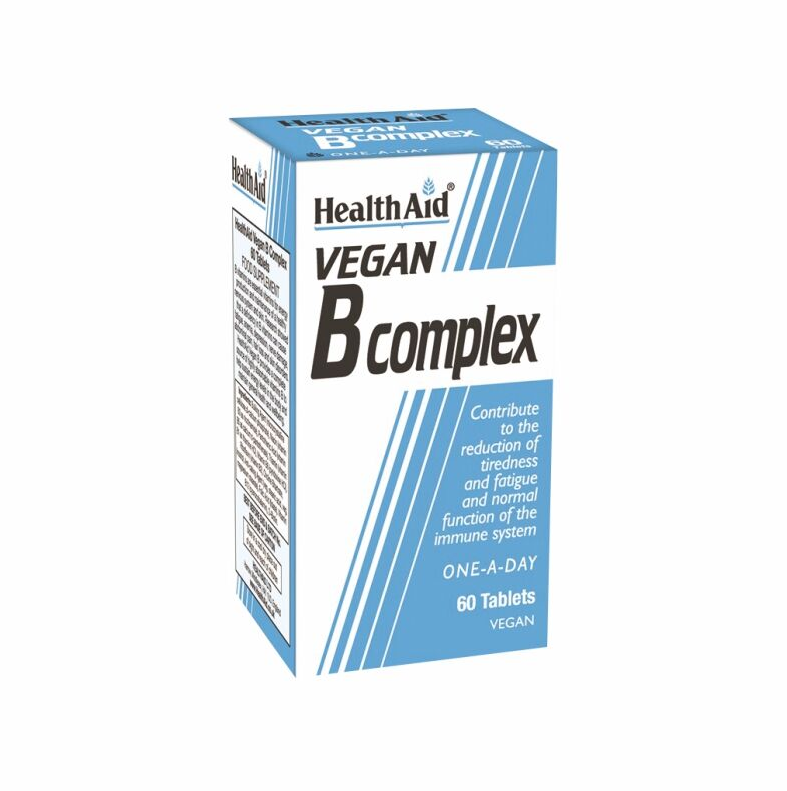 Φωτογραφία προϊόντος: HEALTH AID Vegan B-Complex Συμπλήρωμα Διατροφής με Σύμπλεγμα Βιταμινών Β, 60 tabs
