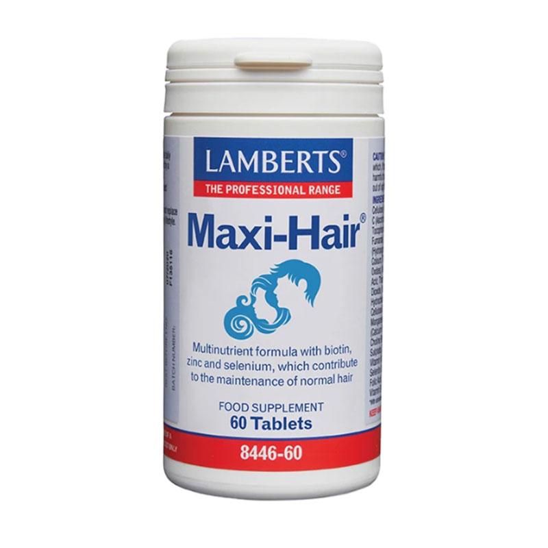 Φωτογραφία προϊόντος: Lamberts Maxi Hair New Formula Συμπλήρωμα Διατροφής για την Υγεία & Ζωτικότητα του Οργανισμού 60 Ταμπλέτες
