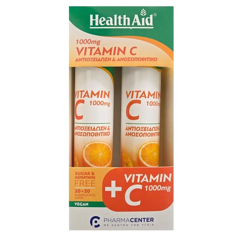Φωτογραφία προϊόντος: HEALTH AID Vitamin C 1000mg Orange Promo 1+1, 2x20eff.tabs