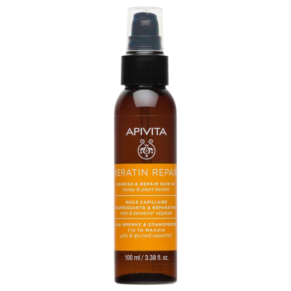 Φωτογραφία προϊόντος: Apivita Keratin Repair Nourish & Repair Hair Oil, Λάδι Θρέψης & Επανόρθωσης Με Μέλι & με Φυτική Κερατίνη 100ml