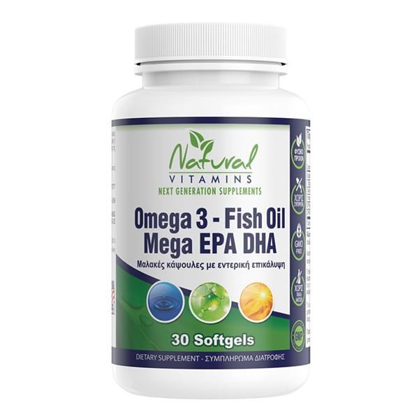 Φωτογραφία προϊόντος: NATURAL VITAMINS Omega 3 Fish Oil Mega EPA/DHA, 30softgels