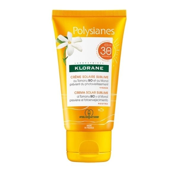 Φωτογραφία προϊόντος: Klorane Sun Polysianes Face Creme Solaire Sublime Spf30 Αντηλιακή Κρέμα Προσώπου Υψηλής Προστασίας Κατά της Φωτογήρανσης 50ml