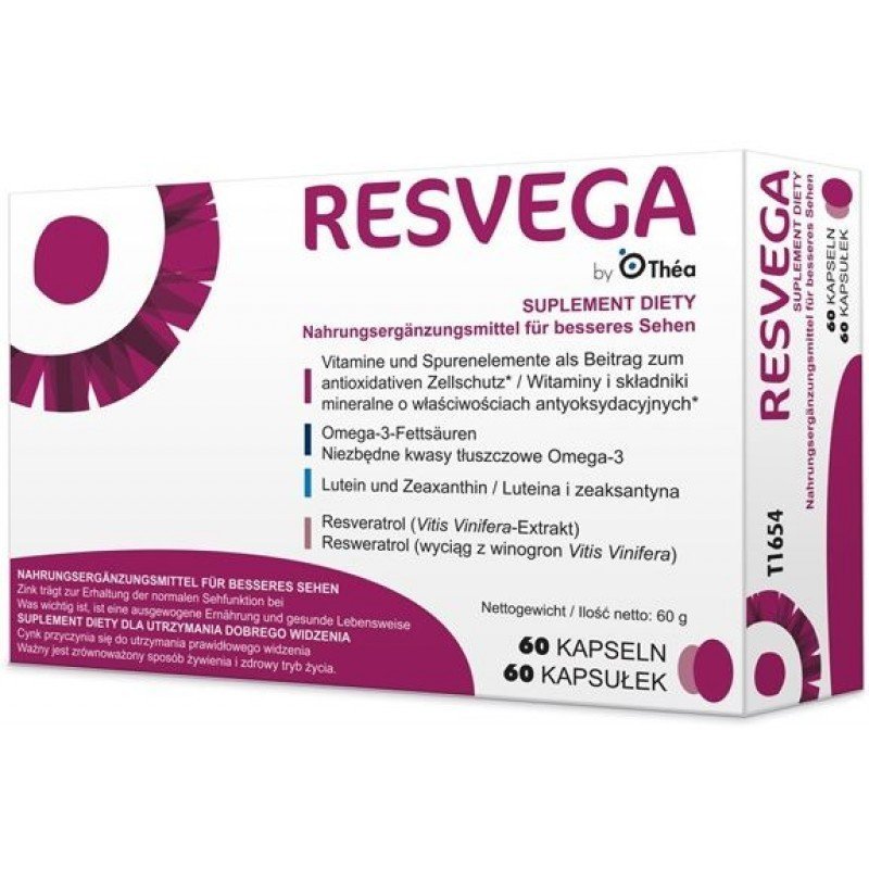 Φωτογραφία προϊόντος: Thea Pharma Resvega Συμπλήρωμα Διατροφής Για Την Διατήρηση Της Φυσιολογικής Όρασης 60 Κάψουλες