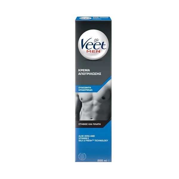 Φωτογραφία προϊόντος: Veet For Men Sensitive Αποτριχωτική Κρέμα για Στήθος και Πλάτη για Ευαίσθητη Επιδερμίδα 200ml