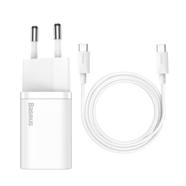Φωτογραφία προϊόντος: Baseus Φορτιστής με Θύρα USB-C και Καλώδιο USB-C 25W Λευκός (Super Si) 144412