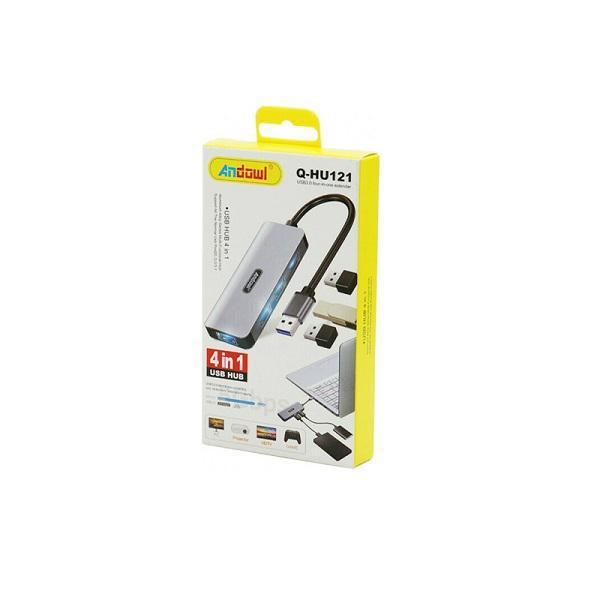 Φωτογραφία προϊόντος: USB Hub 4 θυρών Andowl Q-HU121 Ασημί