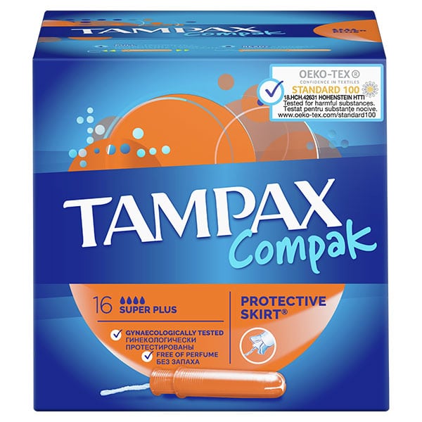 Φωτογραφία προϊόντος: Tampax Compak Super Plus Με Απλικαατέρ Για Προστασία & Διακριτικότητα 16τμχ