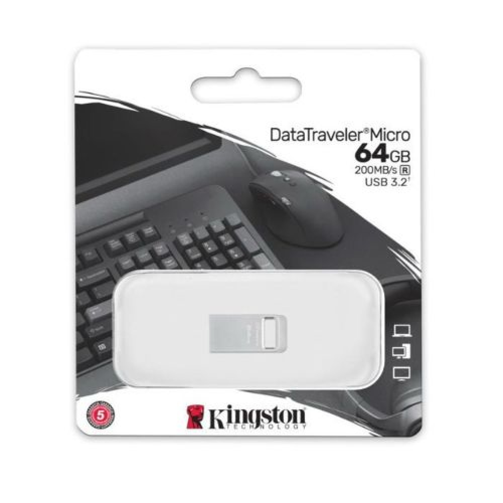 Φωτογραφία προϊόντος: KINGSTON USB Stick Data Traveler Micro DTMC3G2/64GB, USB 3.2 Silver